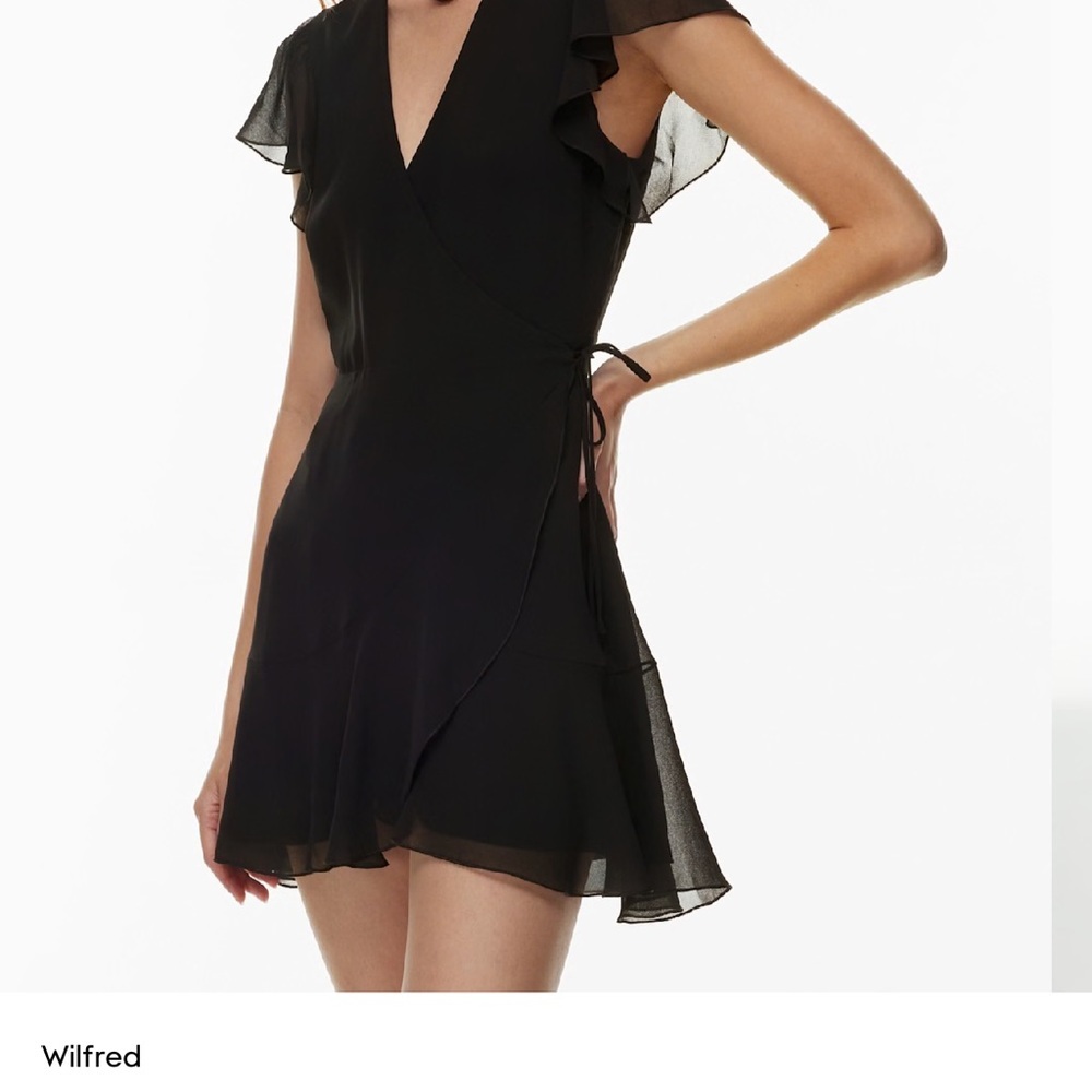 Wilfred Black Front Wrap Mini Dress